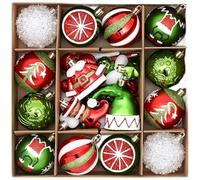 46PCS Holiday Ball Ornaments Set Hand Painted for Christmas Trees and Seasonal Decor, Modern Minimalist Look with Plastic Material (A)