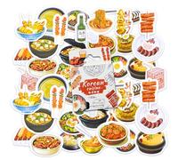 46PCS Korean Cuisine Stickers,Korean Specialty Food Stickers for Children Teens Adults Travel Case, Laptop, Planners, Calendars, Scrapbook, Suitcase, Notebooks, Journal