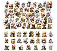 46PCS Mushroom House Stickers,Cute Small Size Mushroom Decor Stickers for Kids & Adults, Colorful Vinyl Stickers for Laptop Scrapbooking Journaling Hydroflask Bicycle
