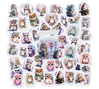 46PCS Owl Stickers,Mini Size Cartoon Animal Watercolor Owl Sticker,Halloween Owl Collection Stickers for Scrapbooking, DIY Crafts, Laptops, Junk Journal, Gifts for Adult, Child