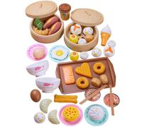 46Pcs Play Food Set, Chinese Breakfast Dim Sum Set with Steam Buns and More Food Cooking Toys Role Play Toys Gift for Kids Ages 3+ Dim Sum Kitchen Toy Sets Kids Kitchen Playset