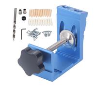 46PCS Pocket Dowel Hole Jig System, Aluminum Alloy Woodwork Guides Joint Angle Tool, Accurate Slant Hole Drilling Kit with Drill Bit and Plugs for Furniture Repair and