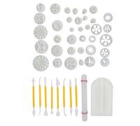 46PCs Pottery Printing Mold Set, DIY Clay Mould Kit with Clear Lines and Good Elasticity, Durable Plastic Craft Molds for Pottery Making, Includes Rolling Stick and Clay