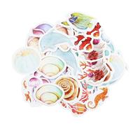 46Pcs Sea Life Stickers, Marine Life Stickers, Vinyl Deep Sea Creatures Sticker, Shell Coral Dolphin Seahorses Starfish Sticker for Album,Travel Journal, Scrapbooking