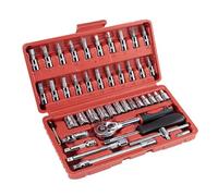 46PCS Socket Wrench Set,Drive Ratchet Wrench Bits & Driver,Metric Drive Socket Wrench Ratchet Kit,with Extension Bars/Quick Release Reversible Ratchet for DIY/Car Repair/Household