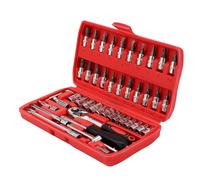46Pcs Socket Wrench Set Ratchet Wrench 1/4" Drive Socket Wrench Driver Bits Set Flexible Extension Rods for DIY Home Car Repair