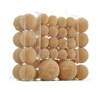 46Pcs Velvet Christmas Baubles, Flocked Plastic Shatterproof Xmas Balls, Christmas Tree Decoration, Balls Ornaments for Home and Holiday Party Decor (Yellow)