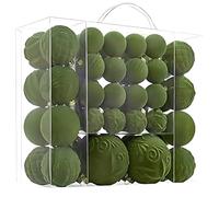 46Pcs Velvet Christmas Baubles, Flocked Plastic Shatterproof Xmas Balls, Christmas Tree Decoration, Balls Ornaments for Home and Holiday Party Decor (Grass Green)
