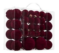 46PCS Velvet Christmas Ornaments 3 Sizes Vintage Shatterproof Flocked Christmas Ball Ornaments for Xmas Tree Holiday Wedding Party Wine Red, Xmas Decors