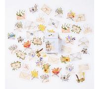 46PCS Vintage Envelope Stickers - Cute Flower Envelope Stickers, Mini Size Scrapbook Collection for Scrapbooking, DIY Crafts, Laptops, Journal, Gifts for Adults and Children