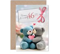 46th Anniversary Card for Men Women - Bears in Love - Happy 46 Year Anniversary Card for Wife Husband Companion Boyfriend, 5x7 Inch Wedding Anniversaries Greeting Cards