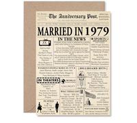 46th Anniversary Card for Men Women - Newspaper Married in 1979 - Happy 46 Year Wedding Anniversary Card for Companion Partner Husband Wife, A5 Anniversaries Greeting Cards