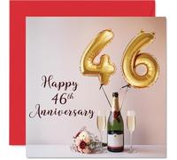 46th Anniversary Card for Women Men - Balloons & Bottle of Bubbly - Happy 46 Year Anniversary Card for Wife Husband Companion Boyfriend, 145mm Wedding Anniversaries Greeting Cards