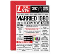 46th Anniversary Cards for Women and Men, Married 1980 Newspaper