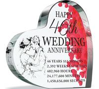 46th Anniversary Plaque Gifts for Wife Husband - Happy 46th Wedding Anniversary - I Love You Romantic Acrylic Heart Gift For Women Men, 100mm x 100mm Present For Couples Forty-Sixth Anniversaries