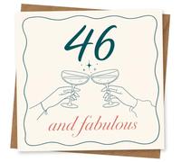 46th Birthday Card for Her, Clinking Champagne Glasses | Her 46th celebration starts with a toast-two champagne glasses clinking and the message “46 and fabulous”.