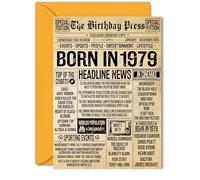 46th Birthday Card for Women Men - Bday Press Newspaper 1979 - Happy 46 Birthday Cards for Sister Dad Uncle Friend Niece Nephew, 5x7 Inch Bday Greeting Cards