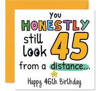 46th Birthday Cards for Women Men - From a Distance - Happy Birthday Card for 46 Year Old Woman Man Nephew Neighbour Brother Auntie, 145mm Bday Greeting Cards