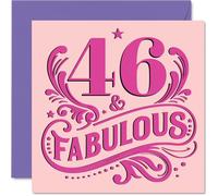 46th Birthday Cards for Women - Fabulous - Happy Birthday Card for 46 Year Old Woman Neighbour Daughter Sister Niece, 145mm Bday Greeting Cards