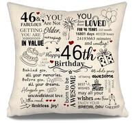 46th Birthday Gift Cushion Cover for Mum Dad Aunt Uncle Sister Friend Cousin Colleague Girlfriend Boyfriend Wife Husband 46 Years Old Women Men Gift Inspirational Cushion Cover Happy Birthday (46)