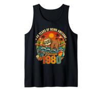 46th Birthday Retro Sloth Tropical Vintage 1980 46 Years Old Tank Top
