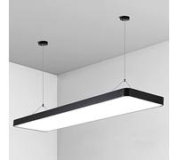 47.2" Metal Long Strip Pendant Light, Modern Acrylic Panel Chandelier, 72W LED Office Hanging Lights, Simple Engineering Suspension Lamps for Restaurant, Conference Room, Hotel