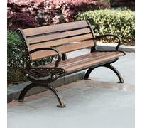 47.2" Outdoor Metal Park Bench with Backrest & Armrests Heavy Duty 500kg Capacity Easy Assembly Patio Furniture for Gardens Yards Balconies Parks (Brown)