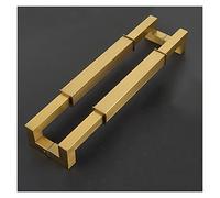 47.2in Gold Square Aluminum Door HandlesDurable Pull Push Barn Door Handle Kit for Front Door Office and Store Interior/Exterior Use