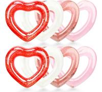47.3 Inch Inflatable Heart Shaped Pool Float Inflatable Heart Shaped Swimming Ring Pool Heart Shaped Tube for Adult Summer Beach Pool Bachelor Party (Clear White, Rose Gold, Pink and Red)