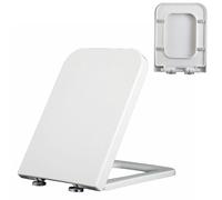 47 * 36cm,Wemune Soft Close Square Toilet Seat White, with Quick Release Adjustable Hinges, Top Fixing, Easy Installation, PP Material, Rectangular Loo Seat White