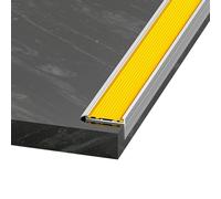47/59in Silver Aluminum Stair Nosing Edge Trim with Anti-Slip Rubber Strip, L Shaped Stair Edge Protector, Waterproof Stair Nose Molding(Yellow,120cm/47in)