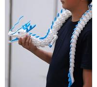 47.5inch Large 3D Printed Dragon,Flexible Joint Animal lacertid Figurines, Home Office Decor,Fidget Toy for Adults Teens Boy Festival Gifts,Easter Basket Stuffers ,Executive Desk Toy (white A)