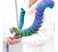 47.5inch Super Large 3D Printed Snake Models,Movable Teeth,Flexible Joint Animal lacertid Figurines, Stress Relief, Fidget restlessness, ADHD Toys, Surprise Fantasy Gifts (RGB/47.5inch)