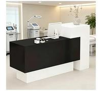 47-63" Reception Desk w/Lockable Drawers, Modern Front Table Reception Room Table w/Cable Grommet, Open Shelves,Retail Checkout Counter for Lobby Salon Home Office Desk,E Right,55”x20”x43”
