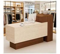 47-63" Reception Desk w/Lockable Drawers, Modern Front Table Reception Room Table w/Cable Grommet, Open Shelves,Retail Checkout Counter for Lobby Salon Home Office Desk,A Right,55”x20”x43”