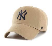47 New York Yankees MLB Clean Up Unisex Baseball Cap, Adjustable, Black Logo, Khaki