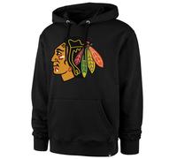 47 Brand Chicago Blackhawks Burnside Black Hoodie Pullover, M-XXL