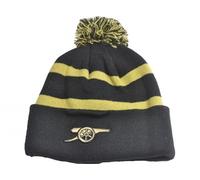 '47 Brand, LLC Arsenal FC Gunners Cannon Logo Cuff Bobble Hat Striped Beanie Ski - Licensed EPL, Black Gold, One Size