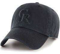 47 Brand MLB Black Black Primary Logo Clean Up Adjustable Baseball Cap Hat, Adult One Size Fits All, Colorado Rockies, One size