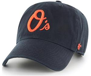 47 Brand MLB Black Team Color Primary Logo Clean Up Adjustable Baseball Cap Hat, Adult One Size Fits All, Baltimore Orioles, One size