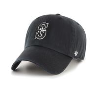 47 Brand MLB Black White Outline Primary Logo Clean Up Adjustable Baseball Cap Hat, Adult One Size Fits All, Seattle Mariners, One size