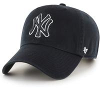 47 Brand MLB Black White Primary Logo Clean Up Adjustable Baseball Cap Hat, Adult One Size Fits All