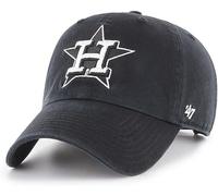 47 Brand MLB Black White Primary Logo Clean Up Adjustable Baseball Cap Hat, Adult One Size Fits All, Houston Astros, One size