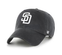 47 Brand MLB Black White Primary Logo Clean Up Adjustable Baseball Cap Hat, Adult One Size Fits All, San Diego Padres, One size