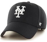 47 Brand MLB Black White Primary Logo MVP Adjustable Structure Baseball Cap Hat, Adult One Size Fits All, New York Mets, One size