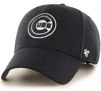 47 Brand MLB Black Whiteout Primary Logo MVP Adjustable Structure Baseball Cap Hat, Adult One Size Fits All - Chicago Cubs Black White