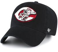 47 Brand MLB Cooperstown Primary Logo Clean Up Adjustable Baseball Cap Hat, Adult One Size Fits All, Cincinnati Reds, One size