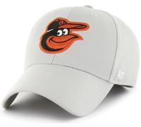 47 Brand MLB Gray Team Color Primary Logo MVP Adjustable Structure Baseball Cap Hat, Adult One Size Fits All, Baltimore Orioles, One size