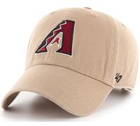 47 Brand MLB Khaki Primary Logo Clean Up Adjustable Strap Baseball Dad Hat Cap, Adult One Size Fits All, Arizona Diamondbacks, One Size