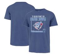 47 Brand MLB Men's Borderline Franklin Cooperstown Team Color Wordmark Primary Logo Short Sleeve Baseball T-Shirt, Toronto Blue Jays, Medium
